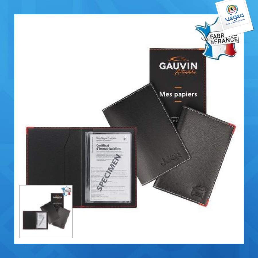 Porte-papiers voiture 'luxe' 2 volets