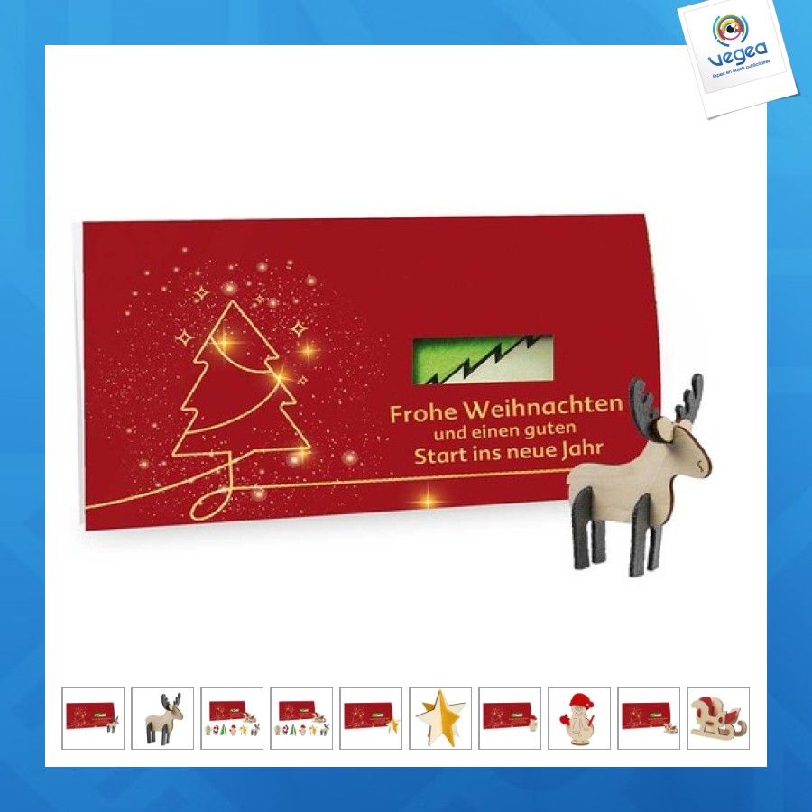 Carte de voeux avec puzzle en bois et feutrine -design standard - père noël