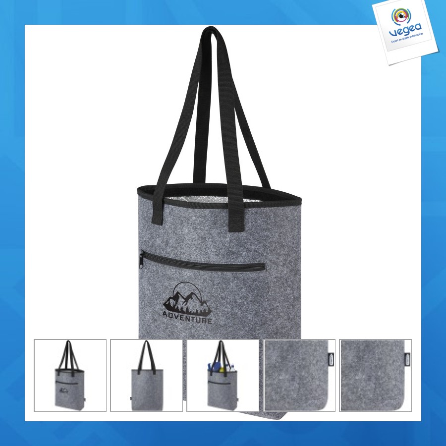 Sac shopping isotherme felta grs en feutrine recyclée de 12l