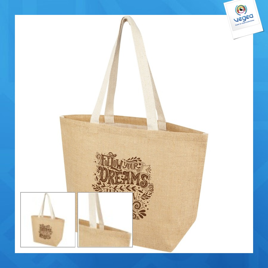 Sac personnalisable shopping juta de 12l en jute 300g/m²
