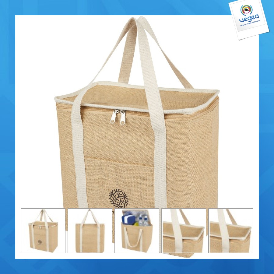 Sac isotherme personnalisé juta de 19l en jute 300g/m²