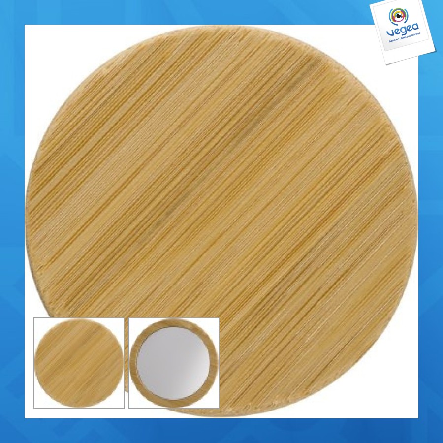 Miroir de poche personnalisable en bambou jeremiah