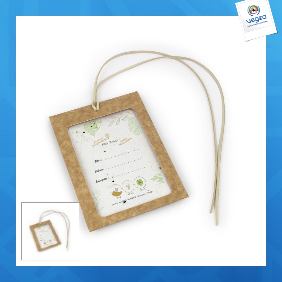 Porte-badge personnalisable avec badge papier à graines