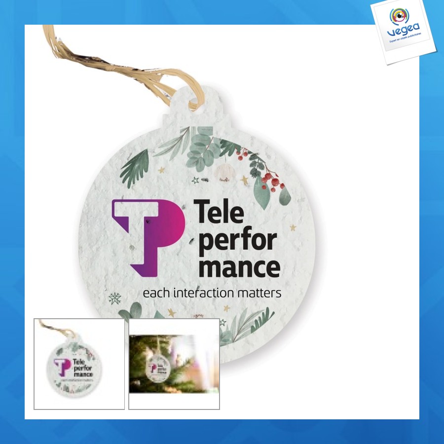 Boule de noël personnalisée papier à graines 200r