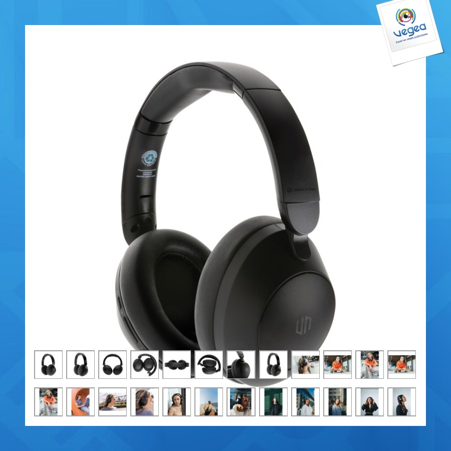 Casque audio personnalisable anc en plastique recyclé rcs