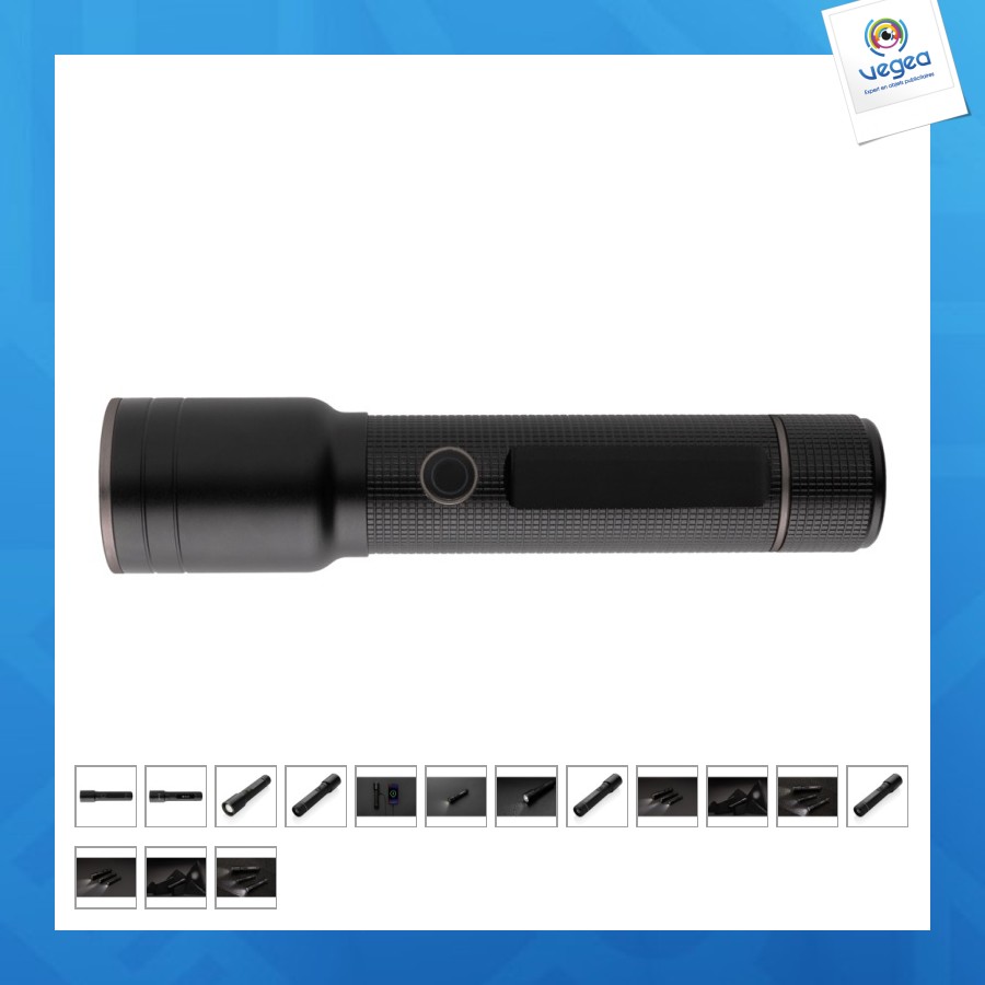Torche promotionnelle robuste rechargeable par usb en aluminium recyclé rcs