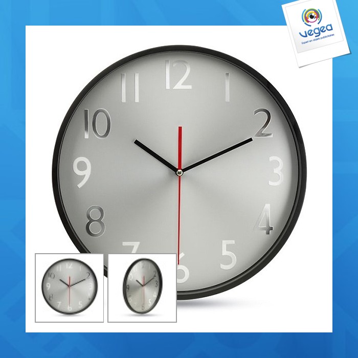 Horloge murale promotionnelle fond argent