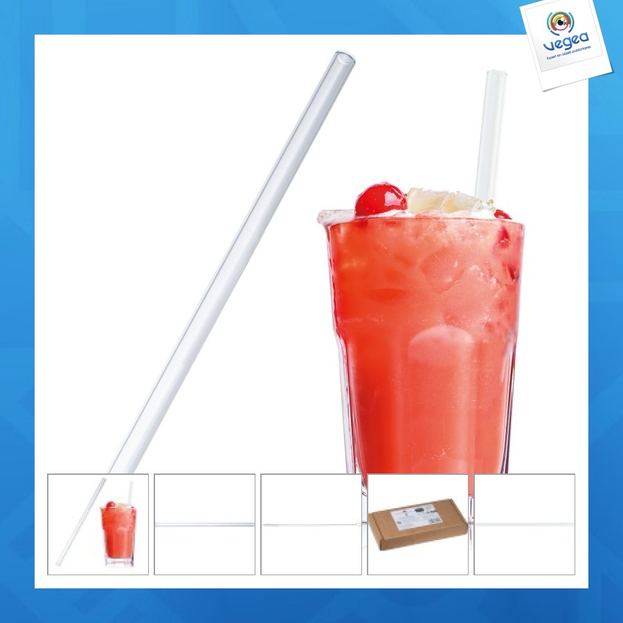 Lot de 50 pailles personnalisables en verre 20cm