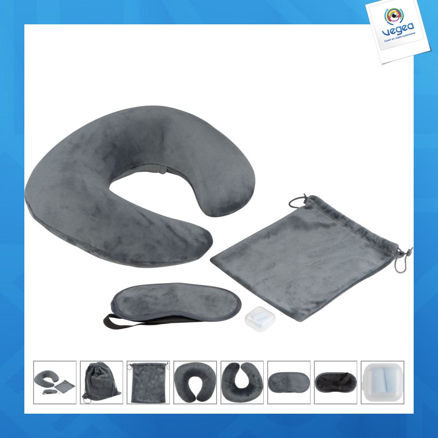 Set de voyage: oreiller pour le cou, masque pour les yeux, sac à linge