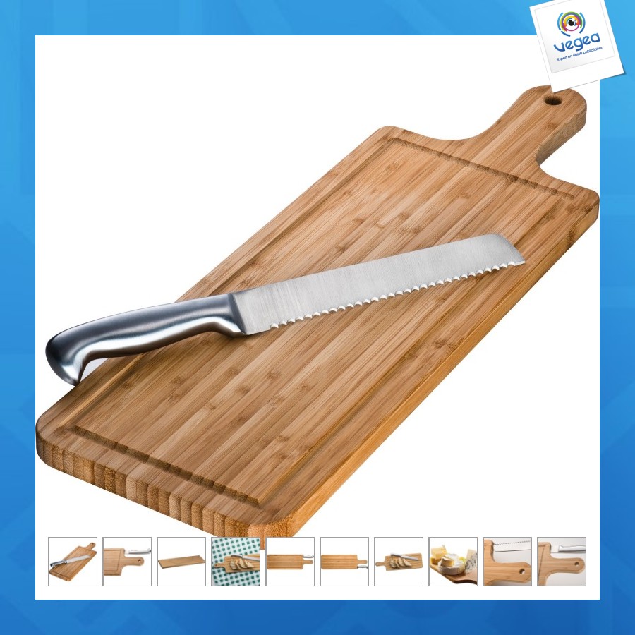 Planche à découper en bambou avec couteau