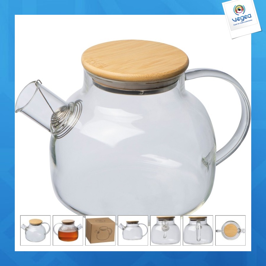 Bouteille en verre avec couvercle en bambou 1.000ml