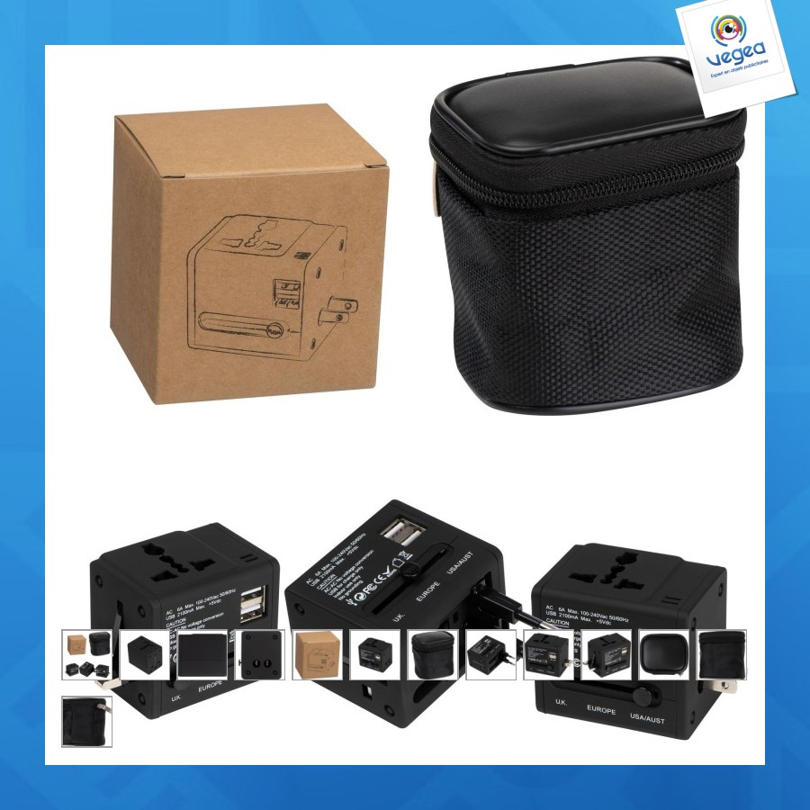 Adaptateur publicitaire de voyage caoutchouté
