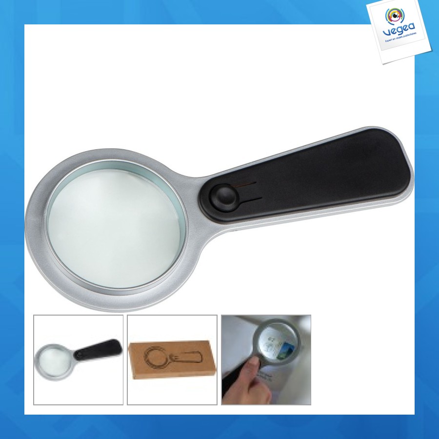 Loupe publicitaire en plastique, avec led blanc