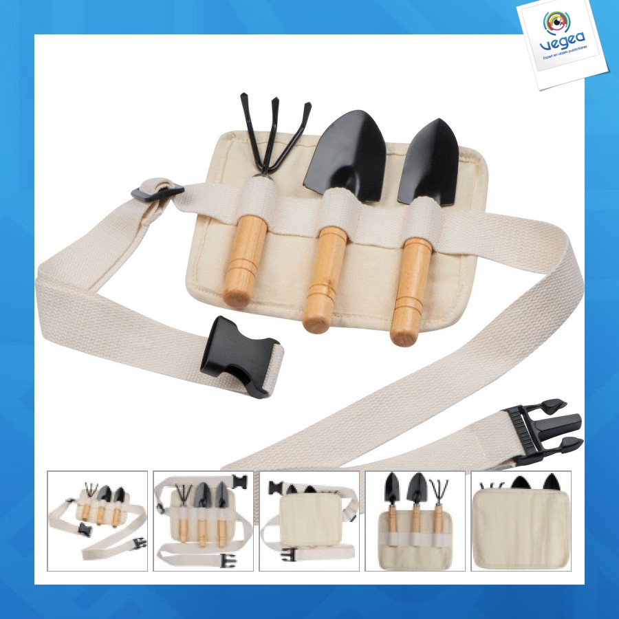 Set d'outils de jardinage publicitaires dans une ceinture en coton