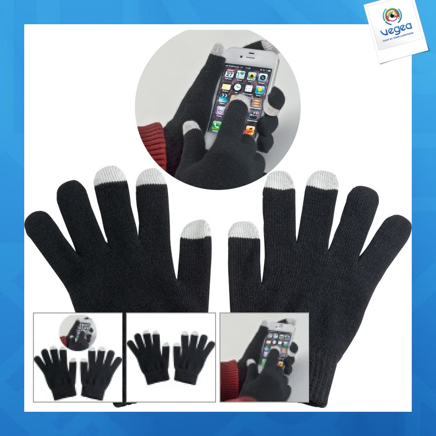 Gants publicitaires synthétiques avec 2 doigts fonction pda
