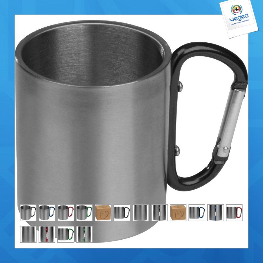 Tasse en métal avec mousqueton promotionnel