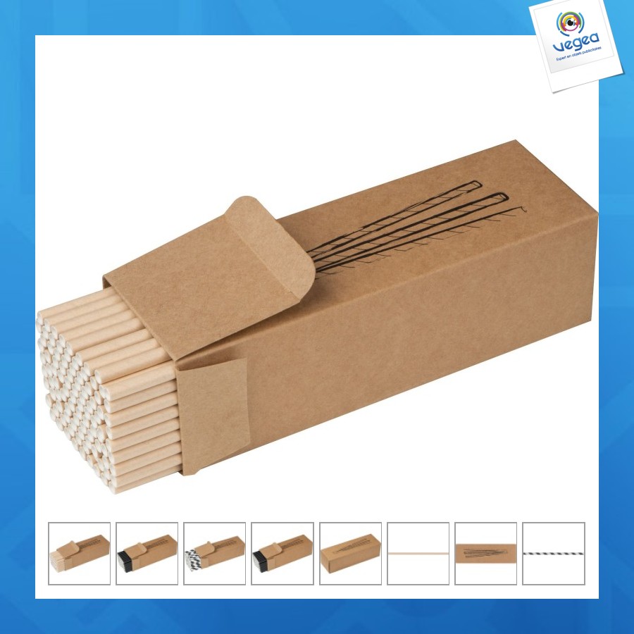 Lot de 100 pailles personnalisables en papier
