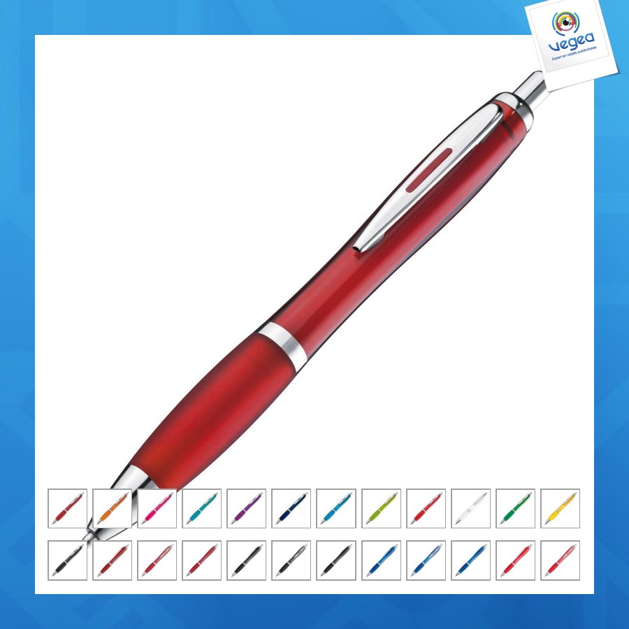 Stylo personnalisable transparent avec clip en métal argenté