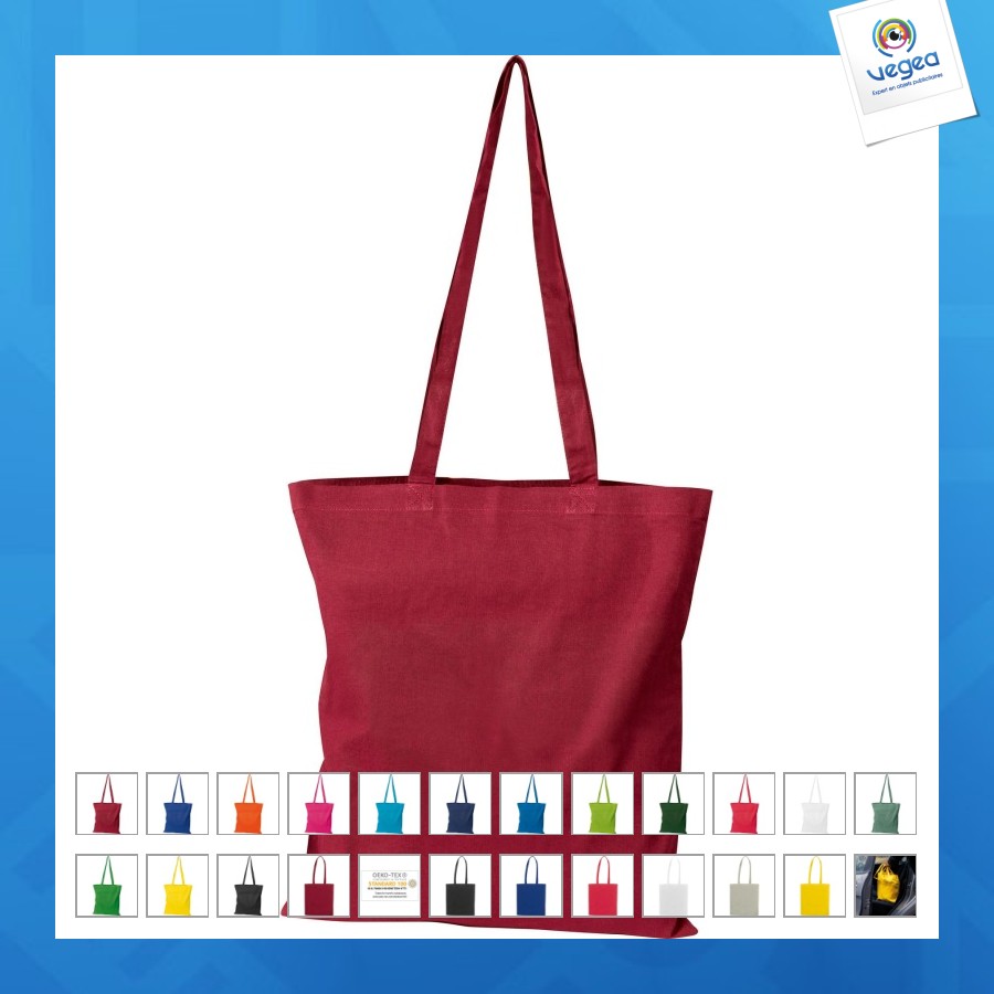 Sac personnalisé en coton oeko-tex standard 100 à anses longues