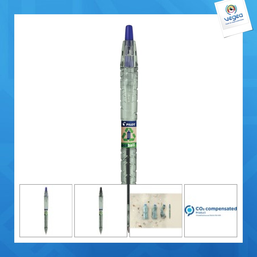 Stylo bille pilot b2p ecoball bleu ou noir tampographie