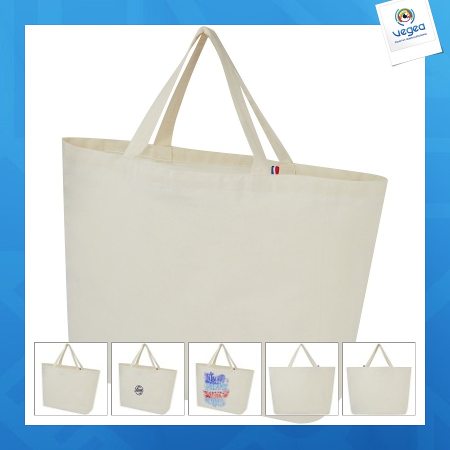 Sac shopping personnalisé cannes en tissu recyclé de 200g/m² 10l