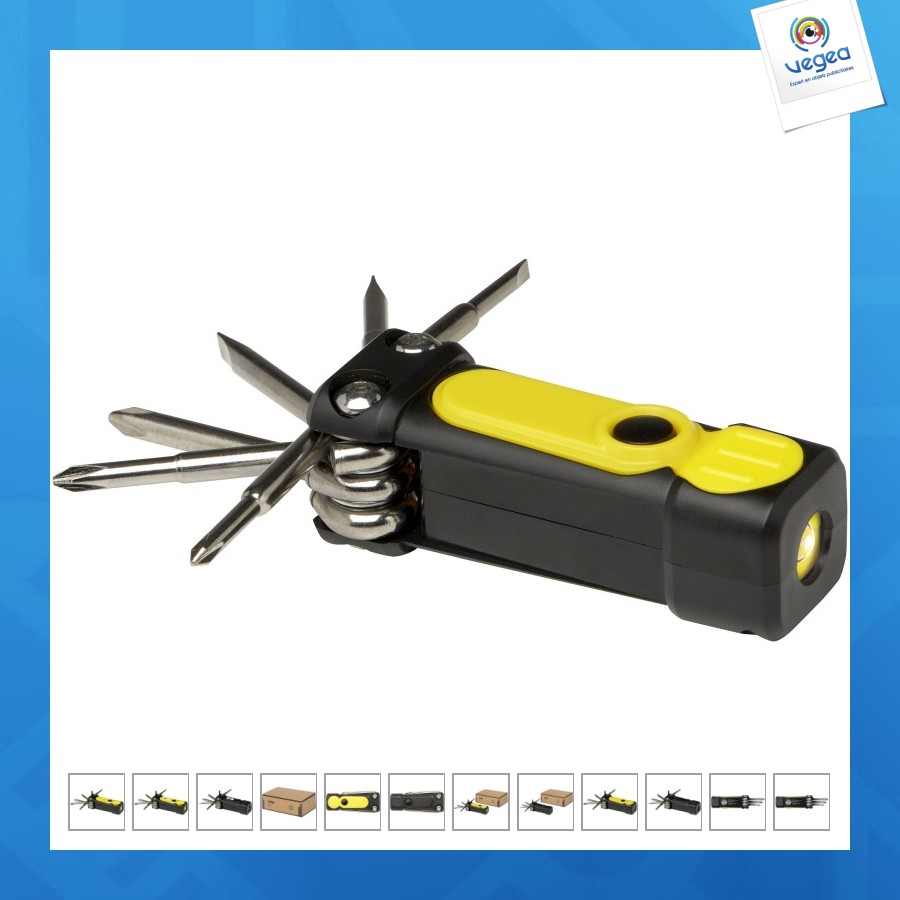 Jeu de tournevis personnalisable octo 8-en-1 rcs en plastique recyclé avec torche