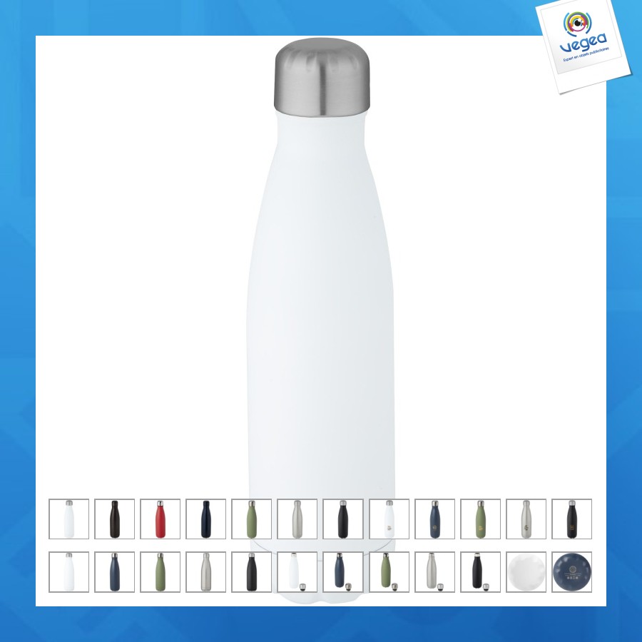 Bouteille isotherme sous vide cove de 500ml en cuivre et acier inoxydable recyclé certifié rcs 