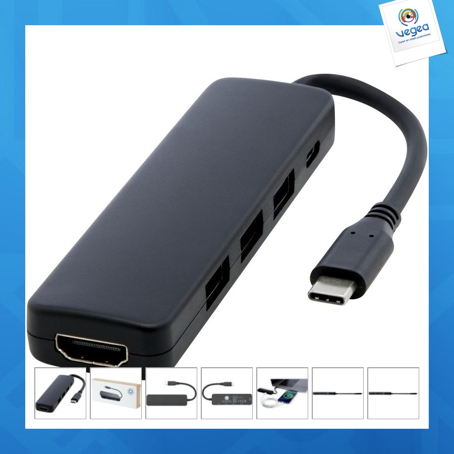 Adaptateur multimédia en plastique recyclé loop rcs usb 2.0-3.0 avec port hdmi