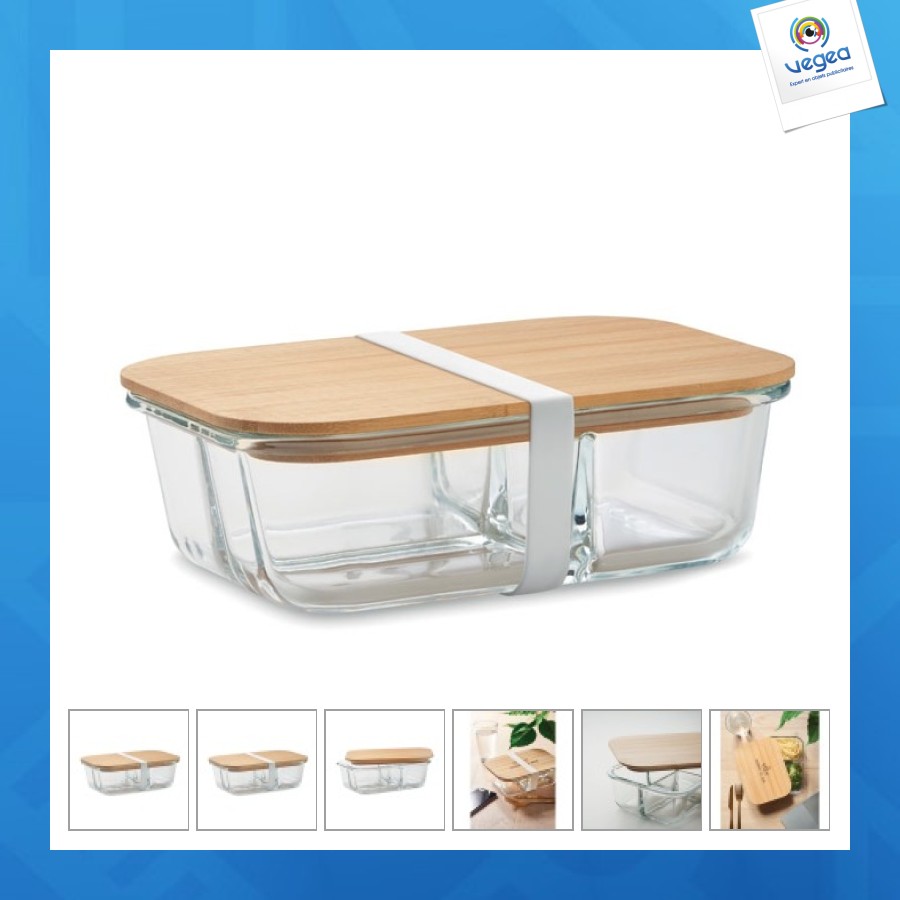 Lunchbox personnalisée en verre et bambou