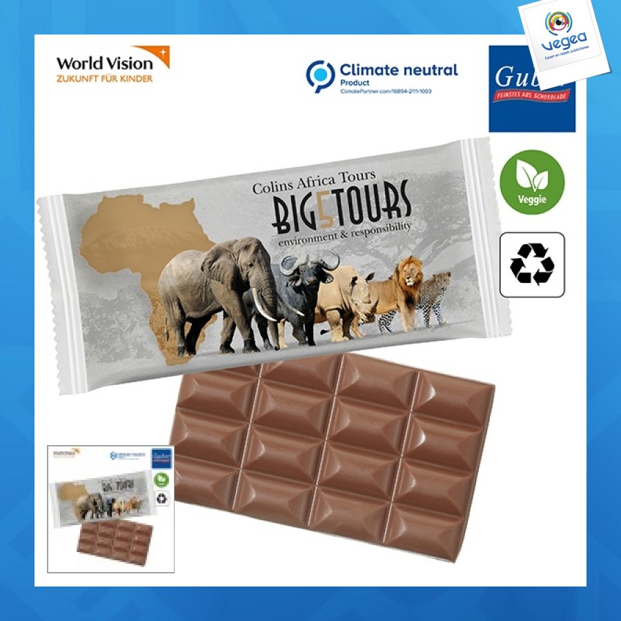 Tablette de chocolat40g en flowpack papier
