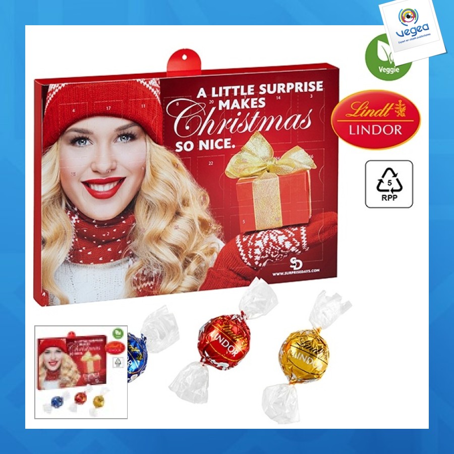 Calendrier de l'avent premium cadeau avec lindor publicitaire de lindt