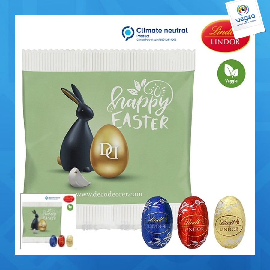 3 mini-oeufs lindor personnalisable en sachet papier
