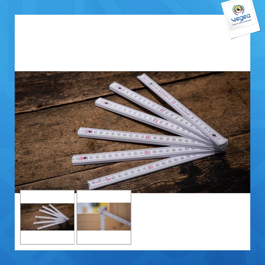 Mètre pliant personnalisable en bois blanc