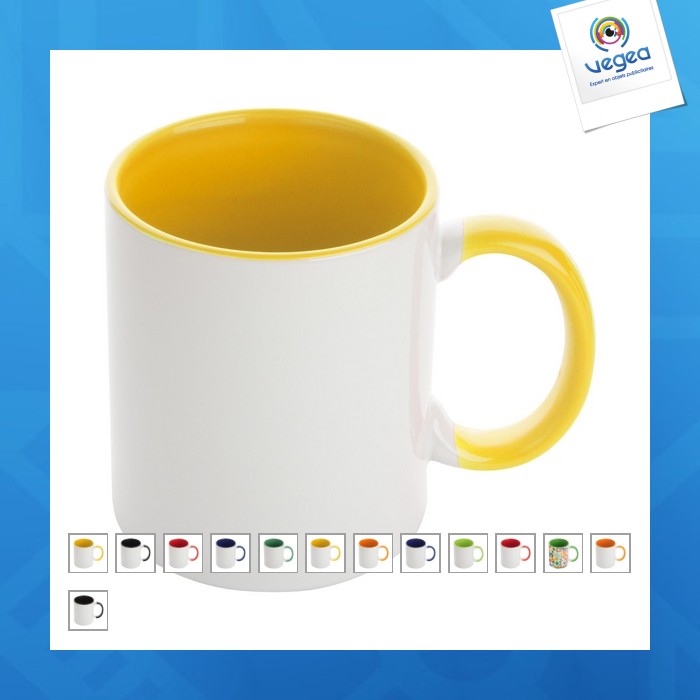 Mug personnalisé bicolore en céramique 350ml pour marquage quadri