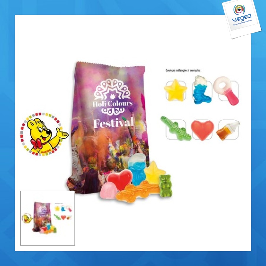 Sachet à fond plat haribo happy life personnalisé 150g