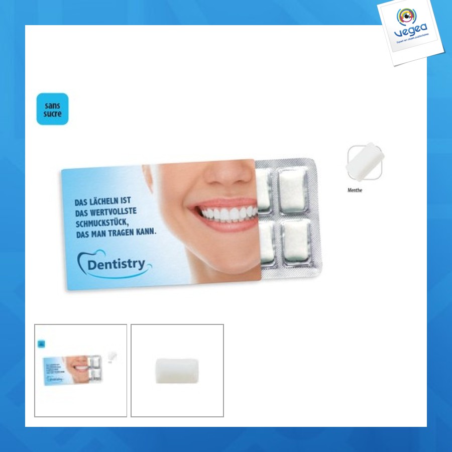 Chewing-gums en blister de 12 en étui carton