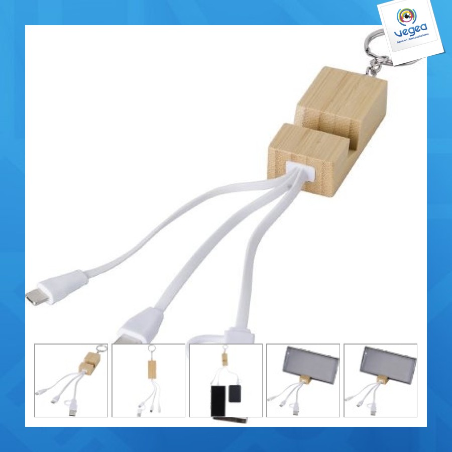 Porte-clés câble de charge en bambou sutton