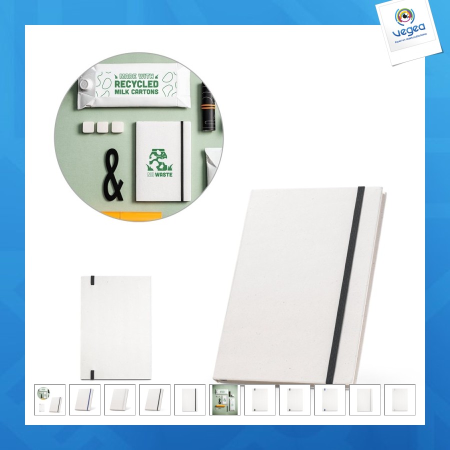 Milky. carnet a5 personnalisable fabriqué à partir de briques de lait recyclées