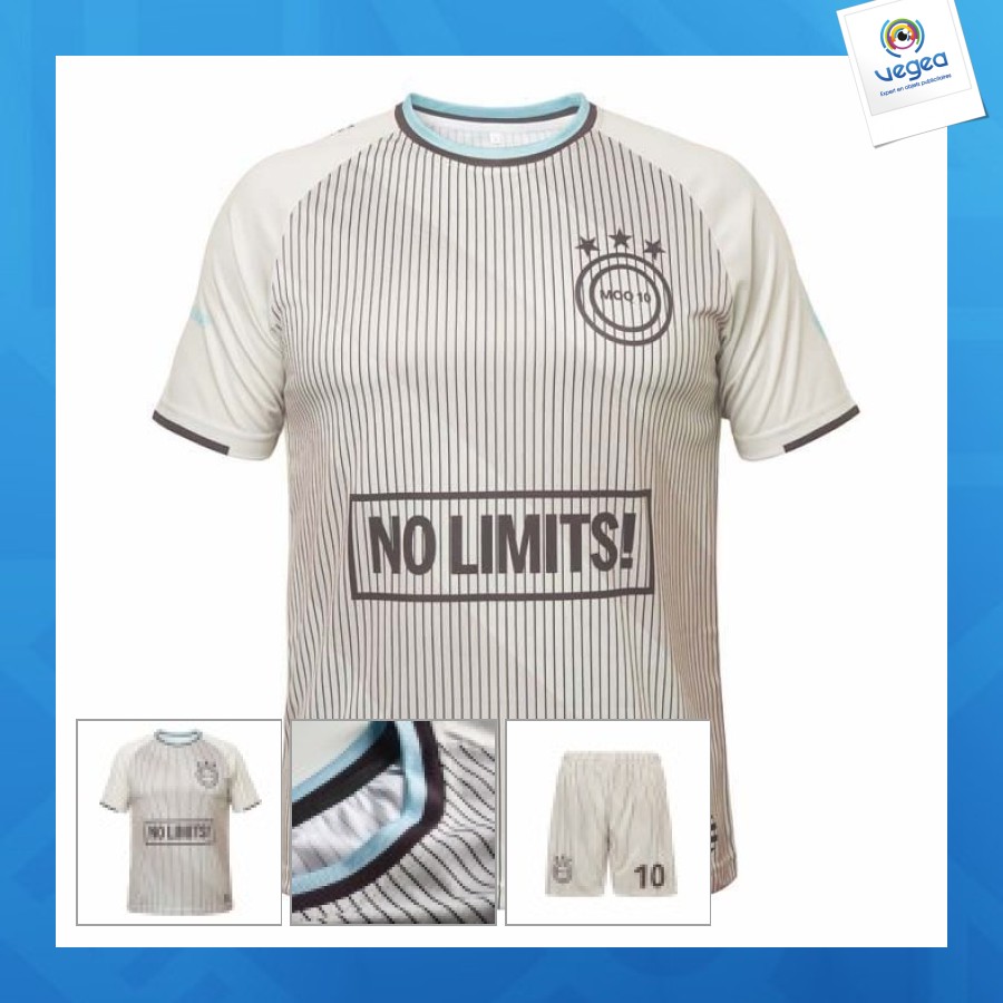 Maillot de football avec logo promotionnel - 100% personnalisé- col rond