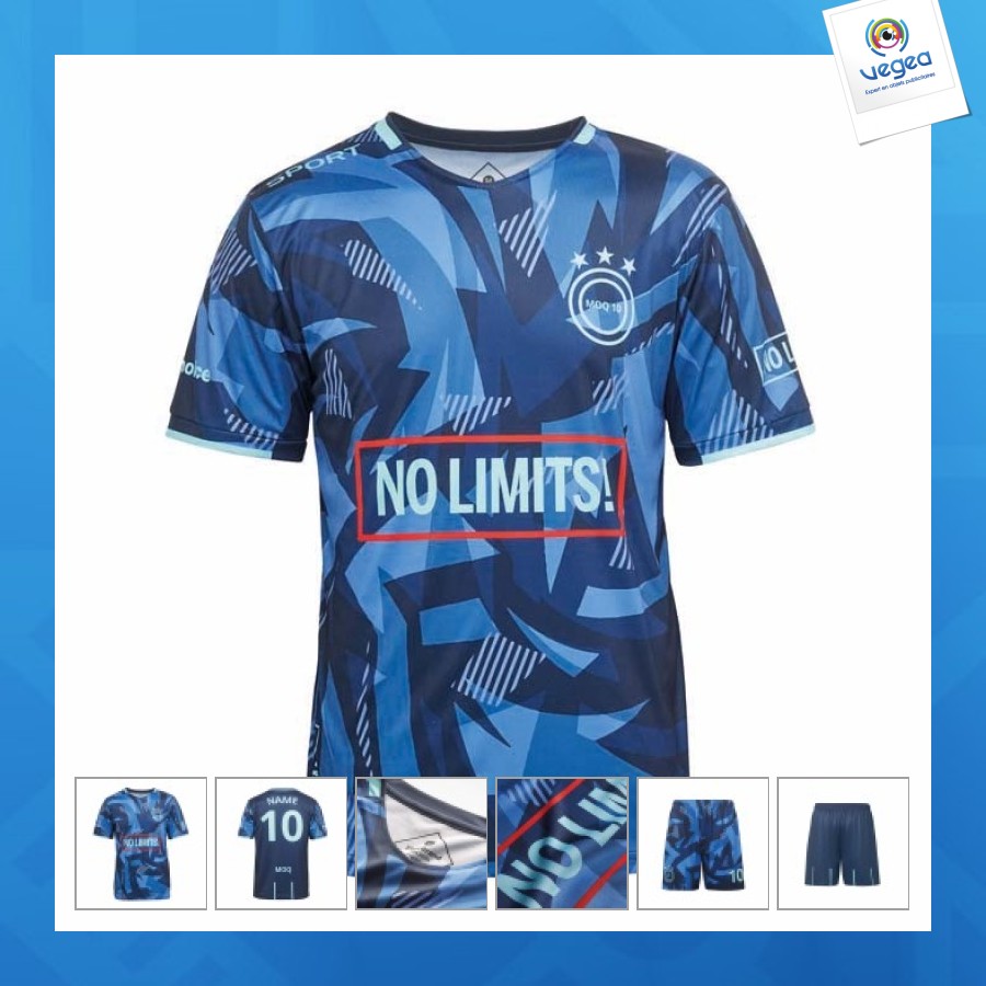 Maillot de football publicitaire premium- 100% personnalisé- col v