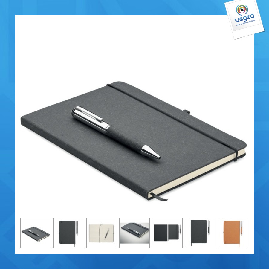 Eleganote - carnet en cuir recyclé personnalisable et stylo