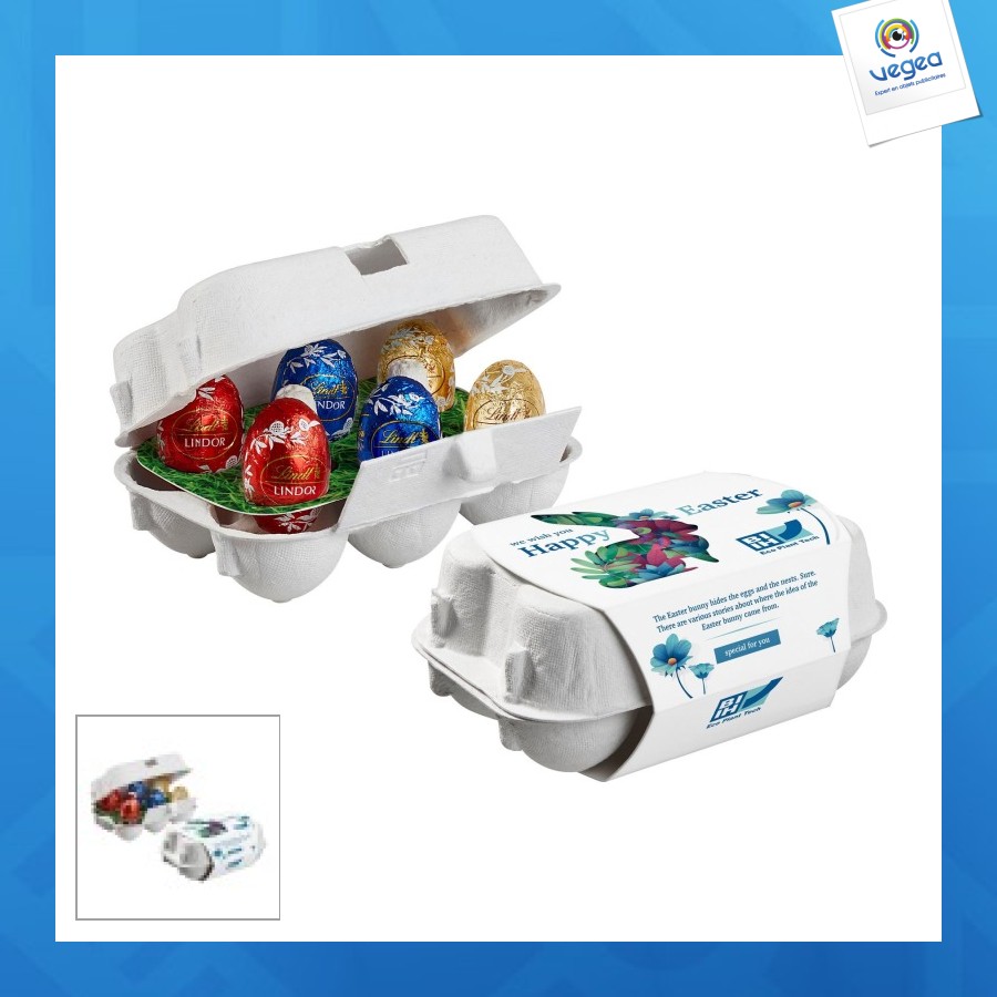 Boîte en carton de 6 oeufs de pâques, mini-oeufs de lindor de lindt