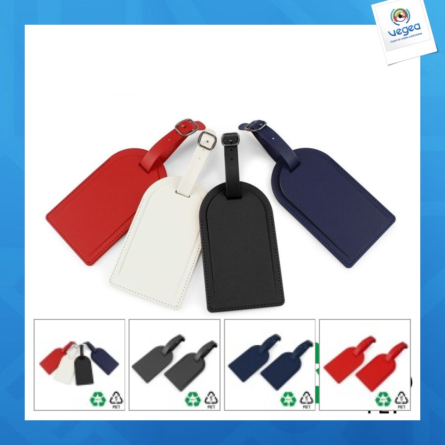 Petite étiquette à bagage personnalisable avec volet en rpet - stock