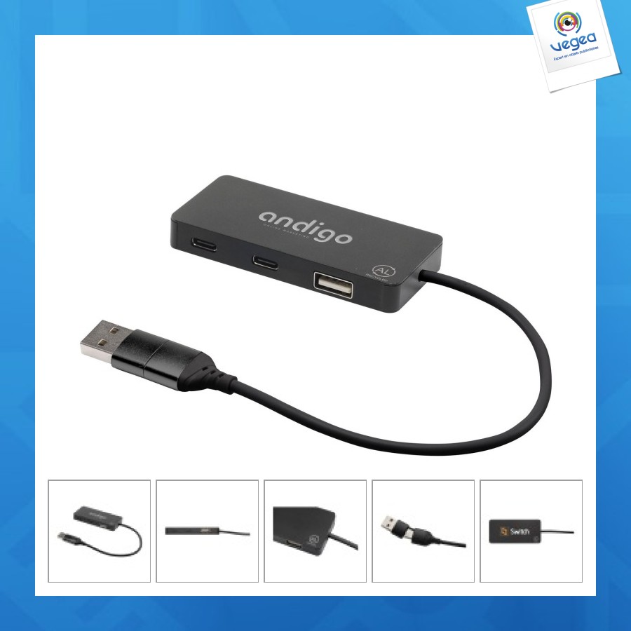 Tecco grs recycled alu usb hub promotionnel