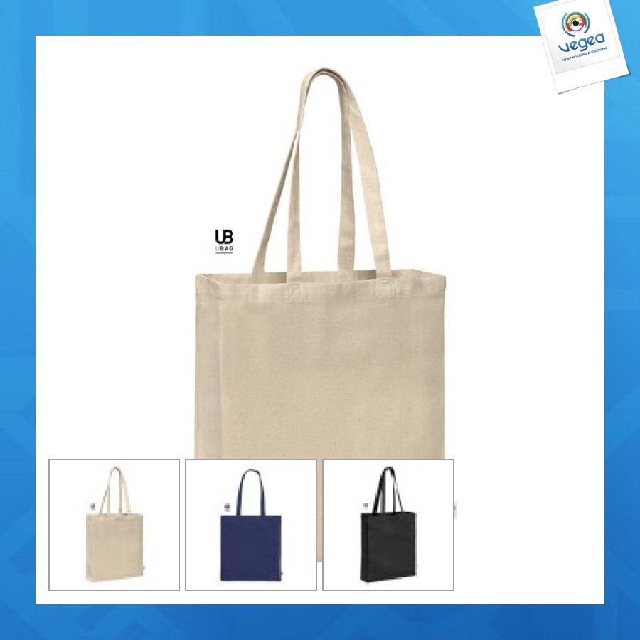 Tote bag publicitaire 220g/m² coton bio avec soufflets