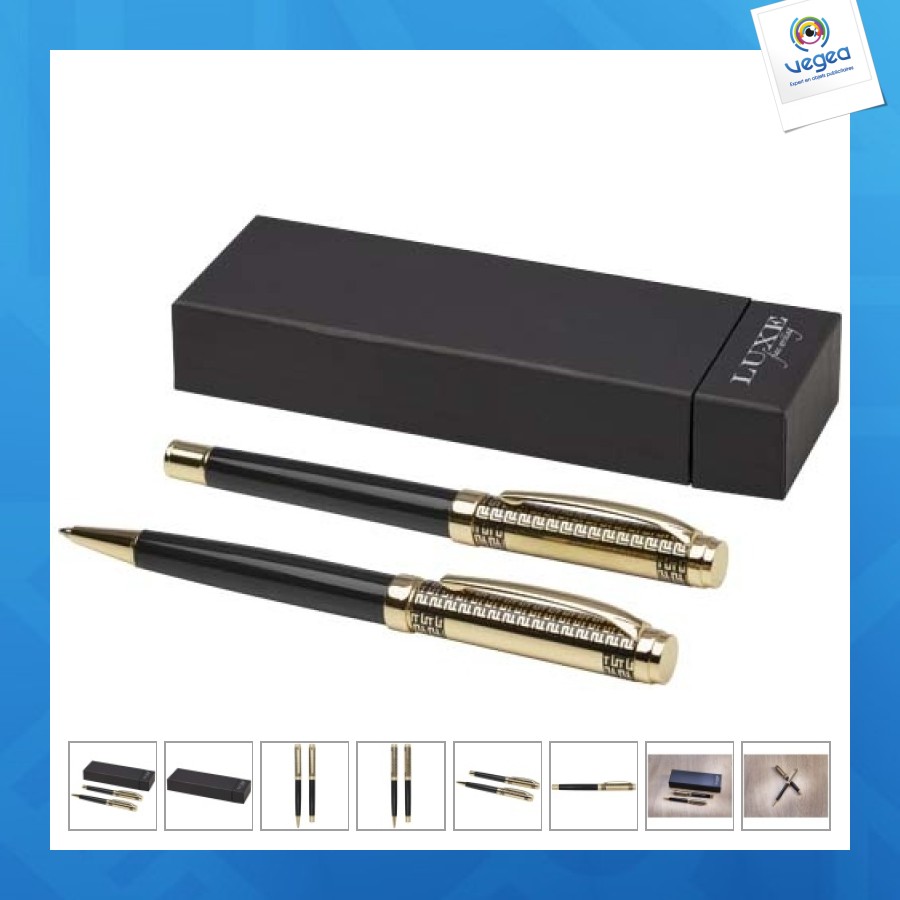 Parure legato stylo bille personnalisable et stylo roller