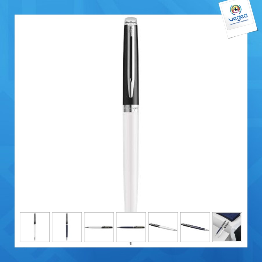 Stylo roller publicitaire waterman hemisphere avec habillage palladium