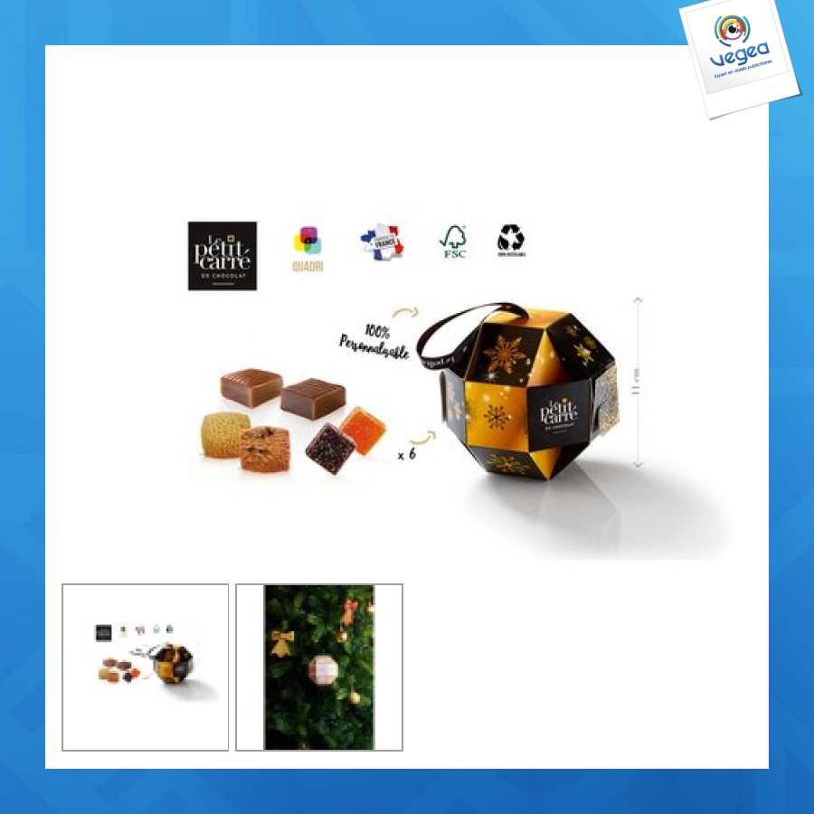 Boule de noël promotionnelle 6 gourmandises