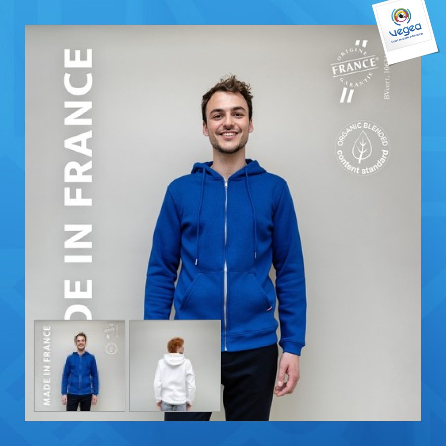 Hoodie homme molletonné zippé