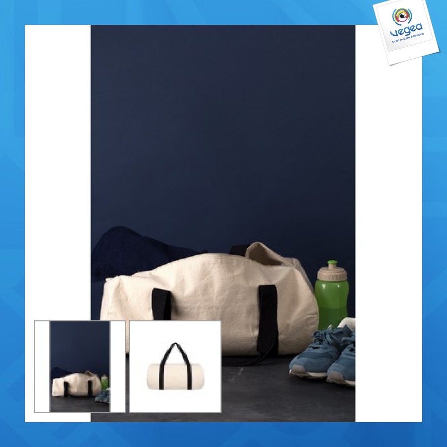 Sac de sport promotionnel coton 50x25 330g anses bleu